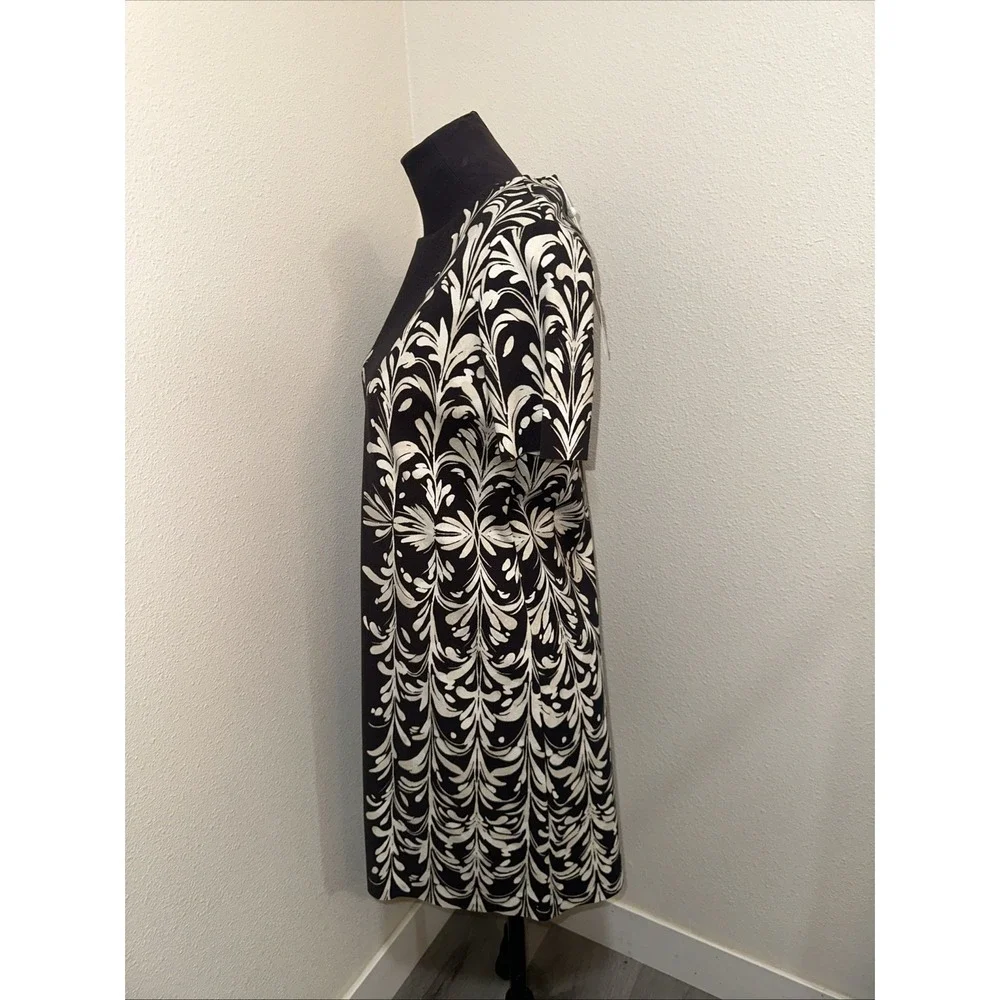 Tory Burch NWT Symphony Brushstroke Print A Line Sheath‎ Dress Stretch Sz M Gray